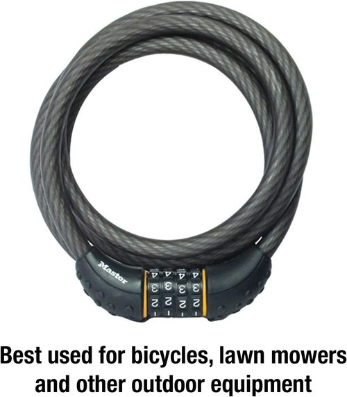 Master Lock Cable Lock - Set Your Own Combination Bike Lock, 6 Ft Long, Black | Pack of 144