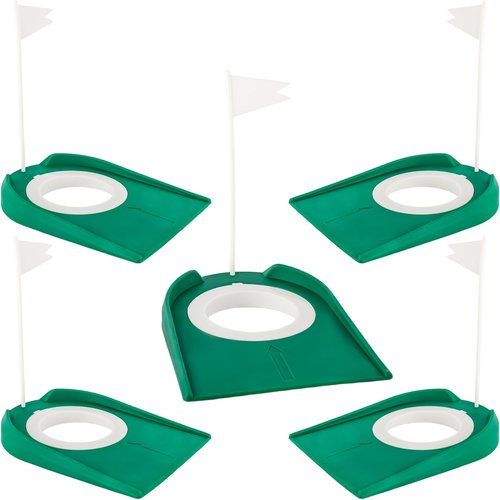 Plukeen 5 Pack Golf Putting Cup with Flag - Plastic Golf Putting Hole Training Aids for Indoor Outdoor Office Garage Backyard Practice