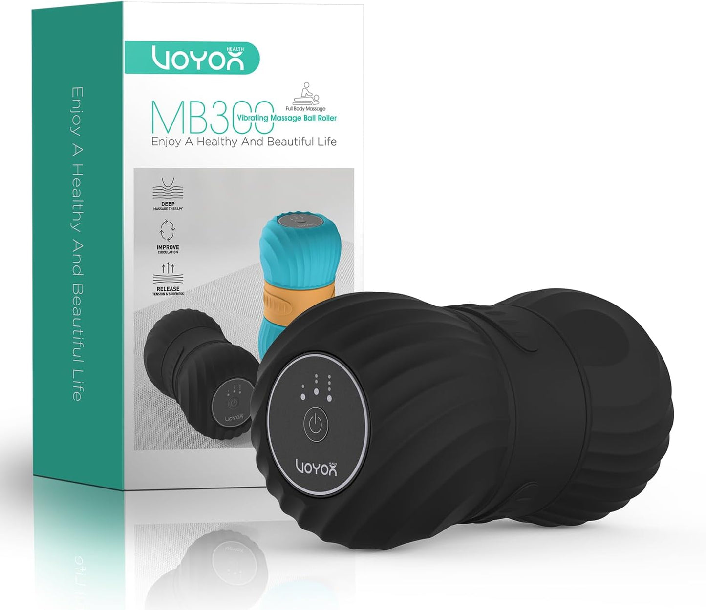 VOYOR-HEALTH Vibrating Peanut Massage Ball - Electric Double Lacrosse Roller for Muscle Pain Relief | Rechargeable Deep Tissue Massage (Black)
