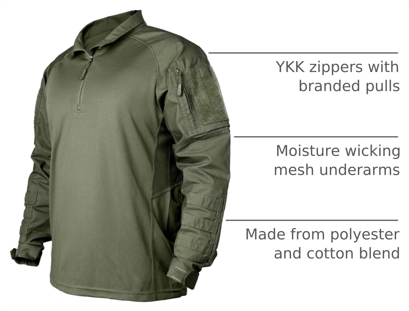 IDOGEAR Men’s Combat Shirts Tactical Long Sleeve Shirt with Elbow Pads Military BDU Shirts with Pockets Airsoft Clothing(Ranger Green,Medium)