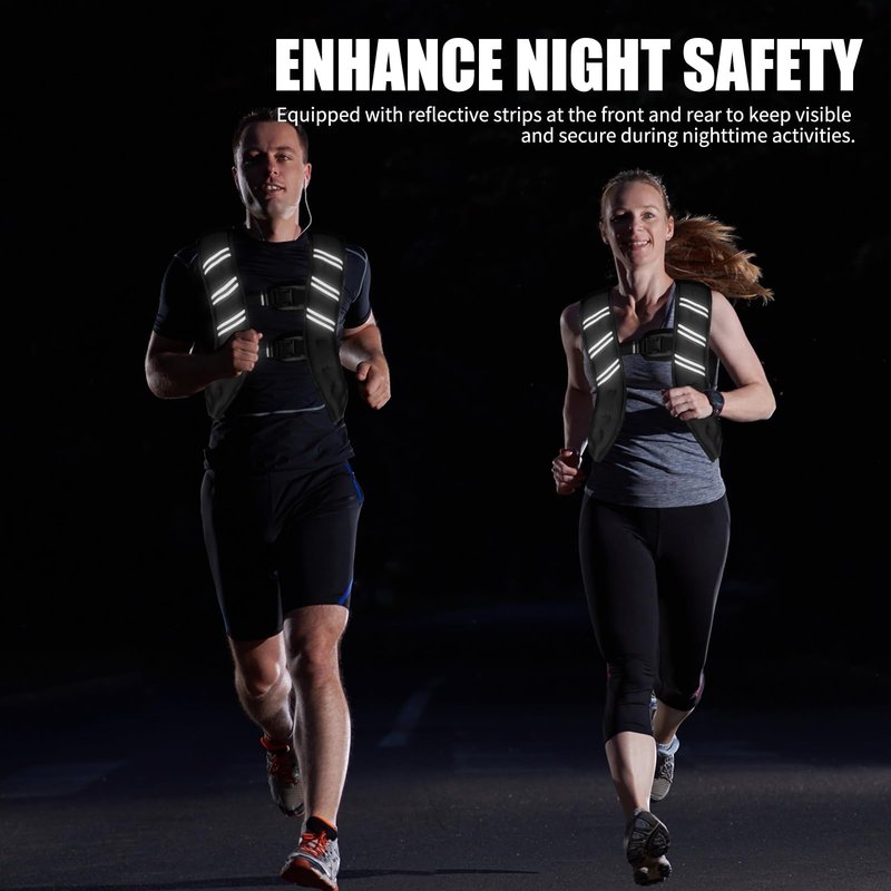 Weighted Vest for Women Men, 6lb/8lb/12lb/16lb/20lb/25lb/30lb Adjustable Weight Vest with Reflective Stripes for Workout, Strength Training, Running, Fitness, Muscle Building, Weight Loss, Rucking Vest (Black, 12lb)