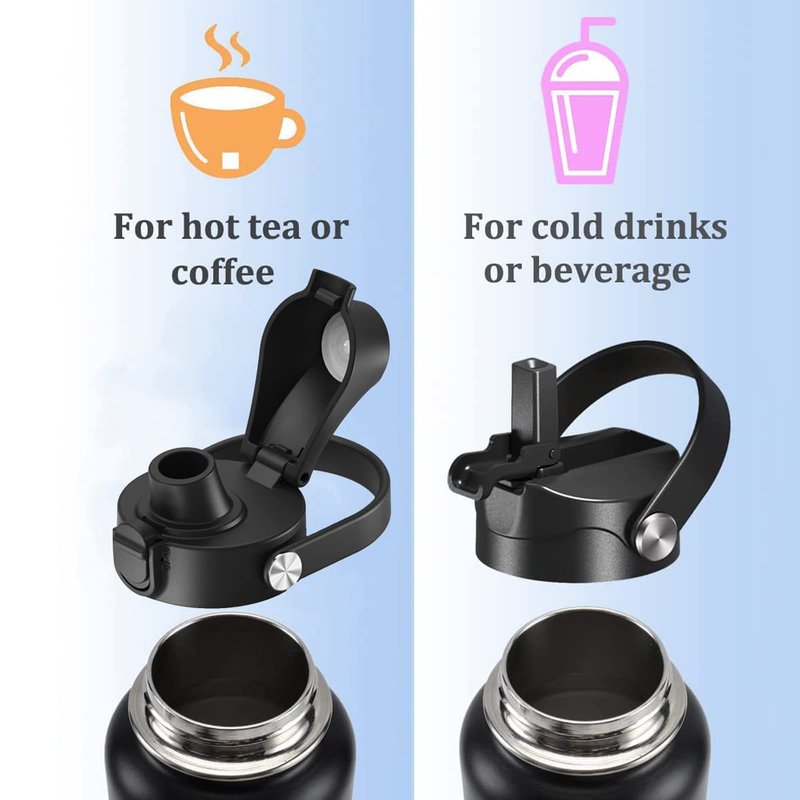 POYAKU Straw Lid and Spot Lid for Wide Mouth Sports Water Bottle12 18 20 32 40 64oz,Replacement Lid Compatible with Hydroflask Wide Mouth Top Accessories