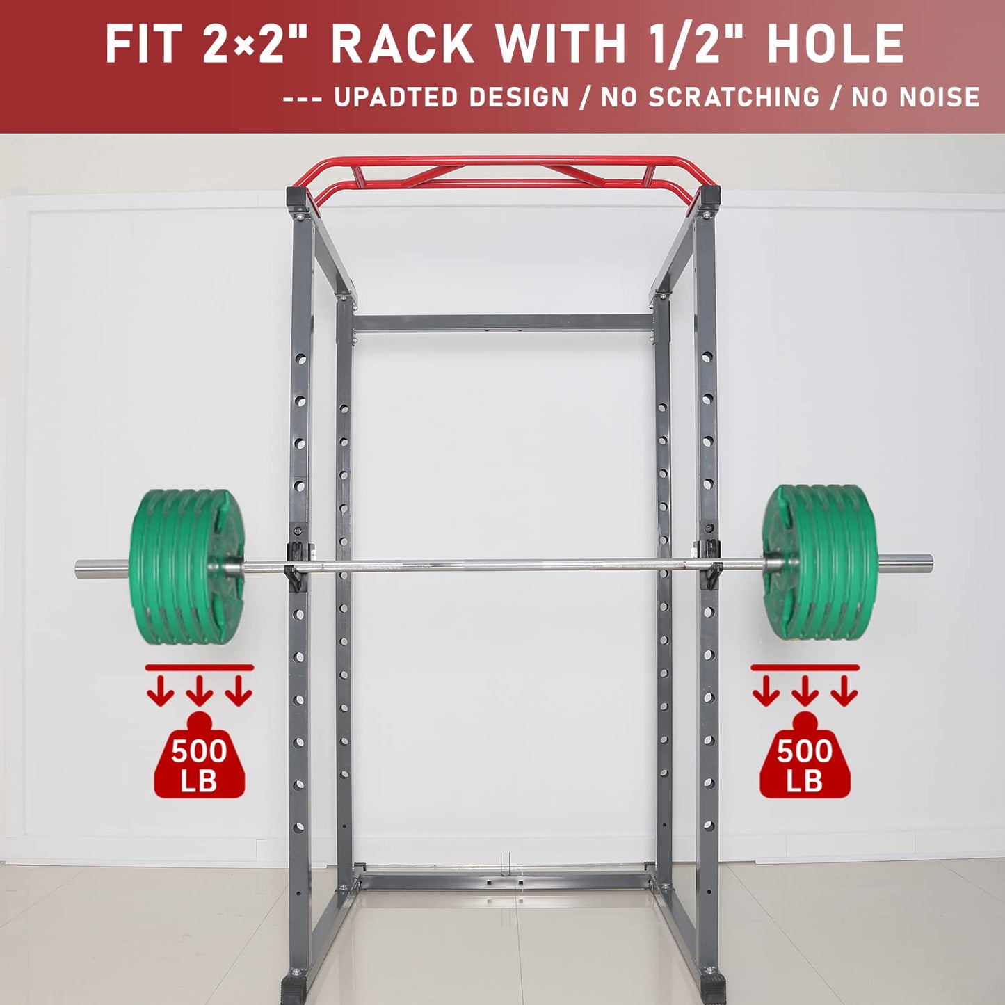 SYL Fitness J-Hooks for 2x2" Power Rack with 1/2" or 5/8" Hole, Barbell Holder/Squat Rack Accessories J Cups