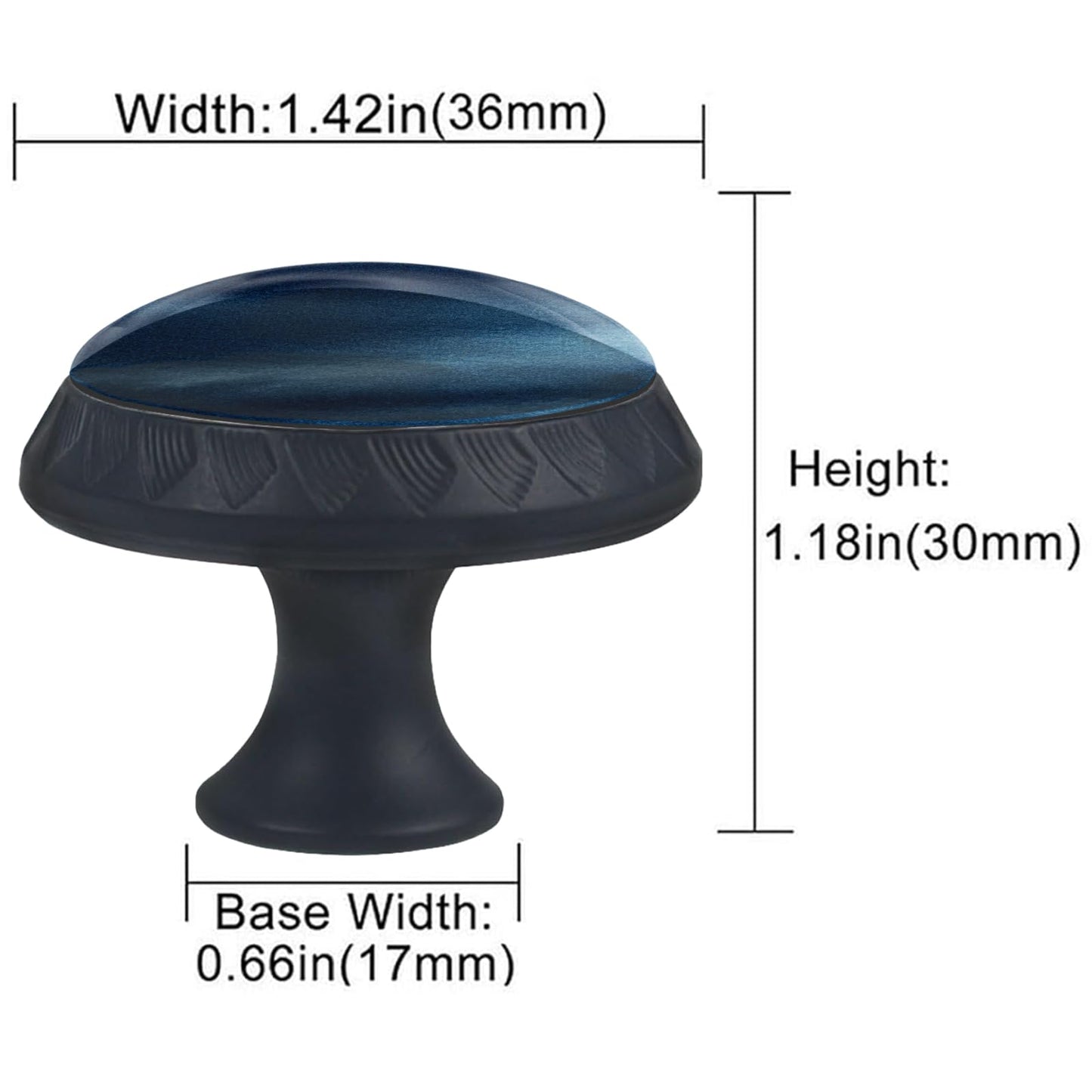 Artinhand 4 Pack Navy Blue Kitchen Cabinet Knobs Round Drawer Pulls Black Dresser Cupboard Door Handles