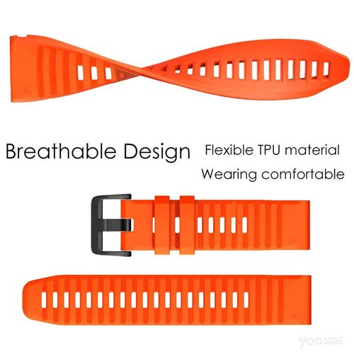 YOOSIDE Silicone Quick Release Fit Band for Garmin Fenix 6 Pro/Sapphire, 22mm Soft Waterproof Non-allergenic Wristband Strap for Garmin Fenix 5/5 Plus,Garmin Instinct,Forerunner 935/945(Orange)