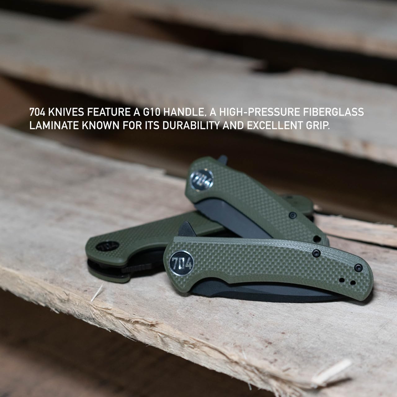 704 Gear Bandit EDC Folding Pocket Knife | Full Size D2 Sheepsfoot Blade | Olive Drab Green
