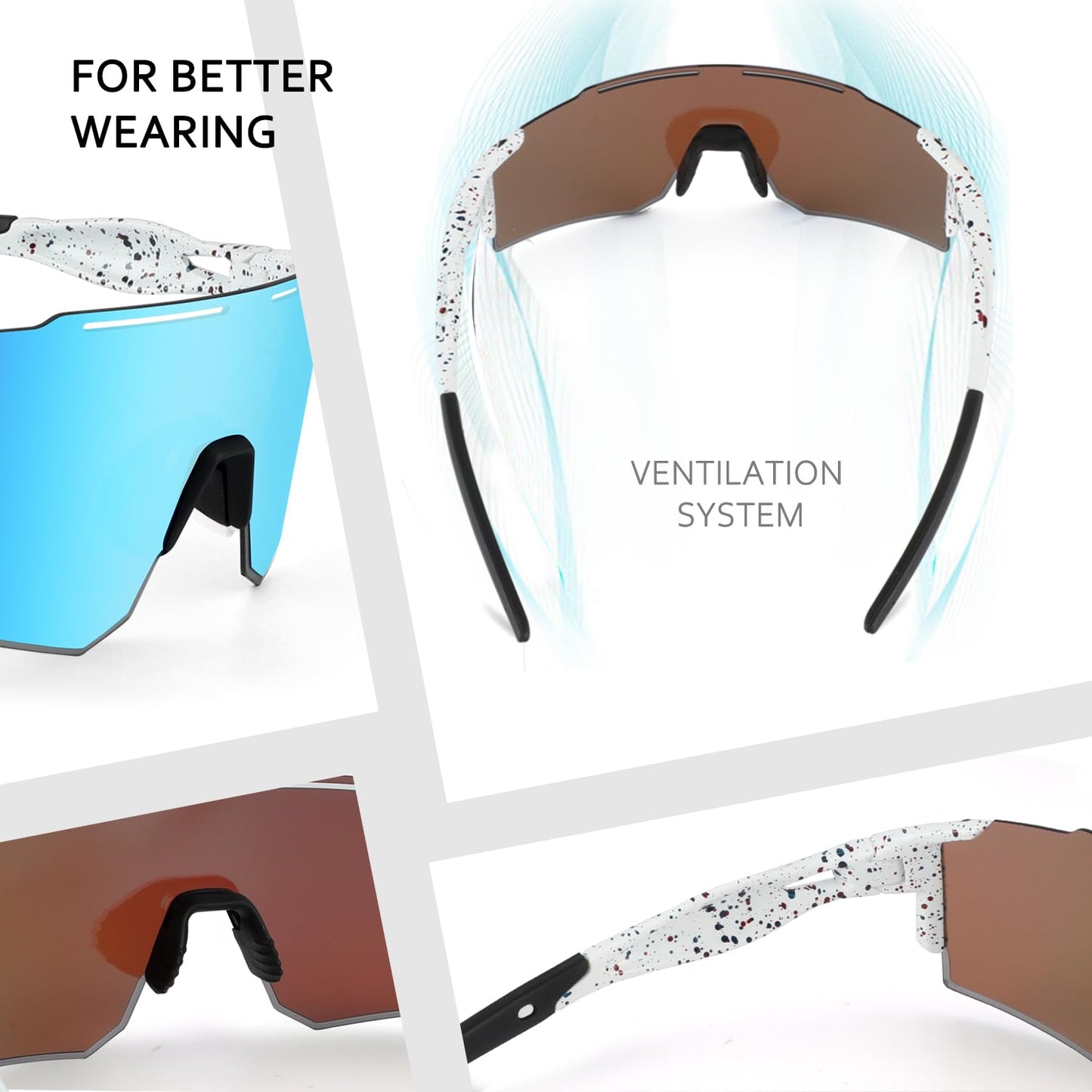 Ukoly Sport Sunglasses for Men and Women,HD PC Lens UV400 Protection