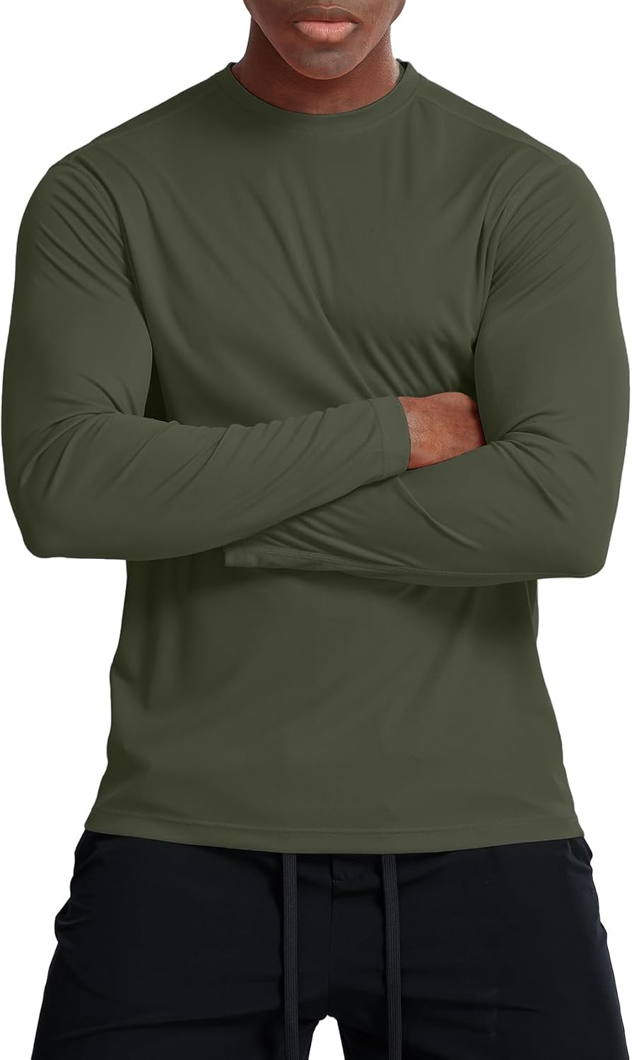 Zengjo Long Sleeve Athletic Shirt - Moisture Wicking Performance Tee for Men | UV Protection