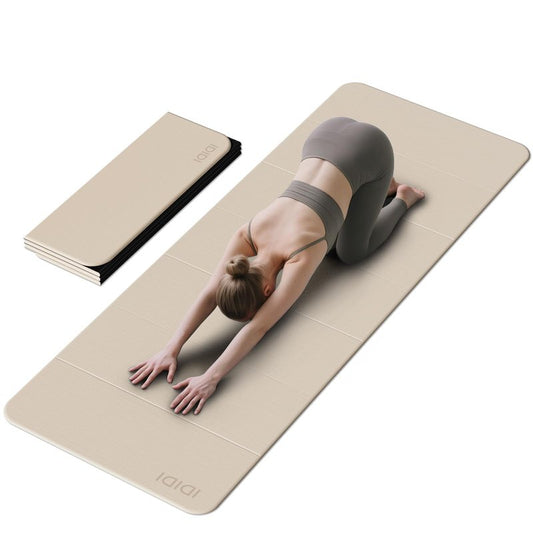 Foldable Yoga Mat Extra Thick & Large (74" x 31.5" x 0.32"), Double-Sided Non Slip & Lightweight Fitness Mat, 8mm Thick Wide Exercise Mats for Woman Man Kids, Portable Workout Mats for Travel, Studio or Home Use