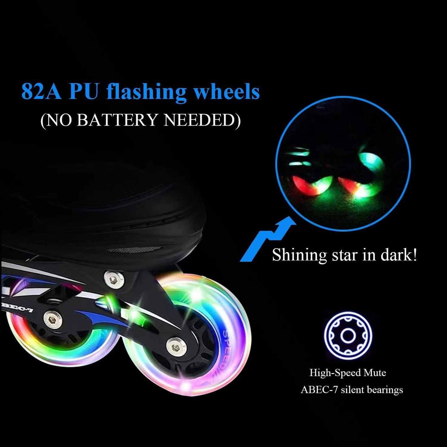 Adjustable Inline Skates for Kids & Beginners - 4-Size Extension Youth Roller Skates with Light-Up Wheels for Boys & Girls, Outdoor Sports Equipment