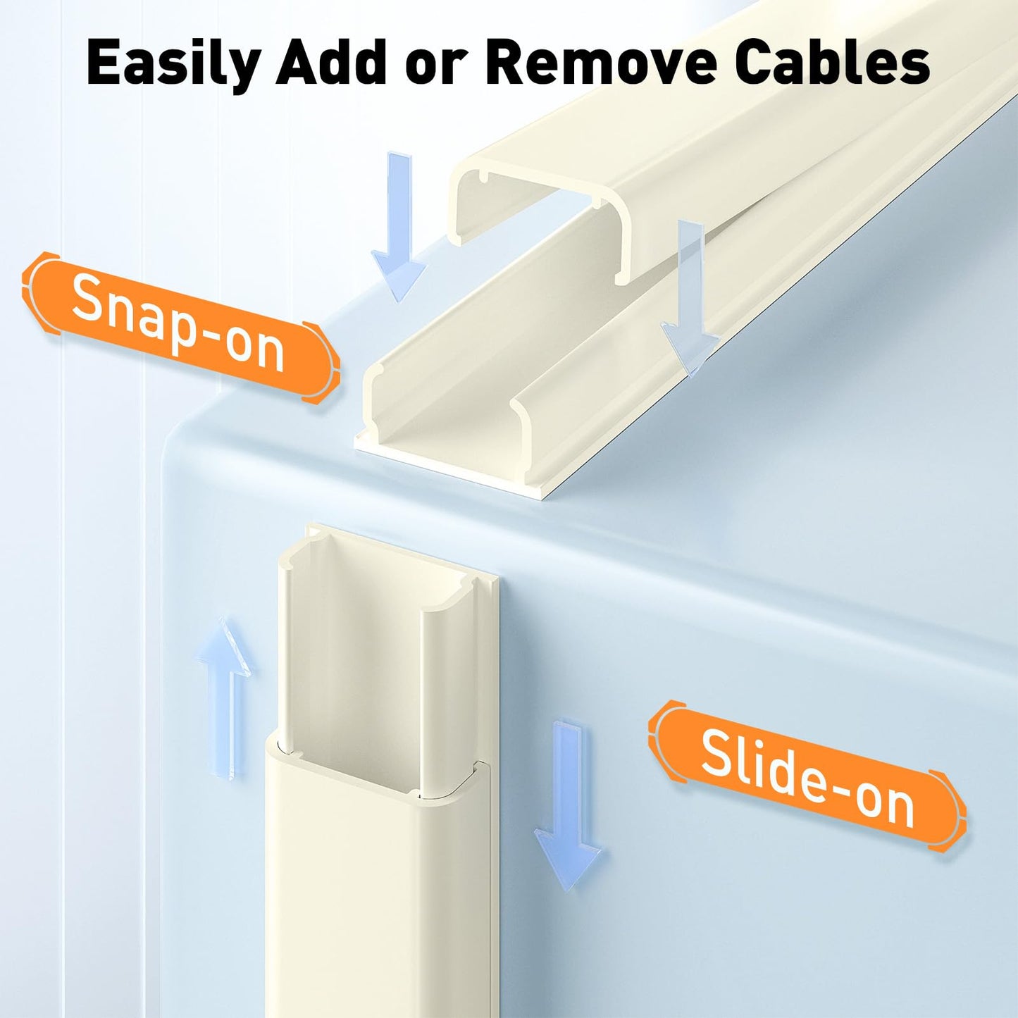 Delamu Beige Cord Hider, 62.8in Beige Cable Hider, Cord Covers for Wires on Wall, Wire Hider Wire Covers for 2-3 Cords for TV on Wall, Easier Setup Cable Cover Management, 4X L15.7 W0.94 H0.47in