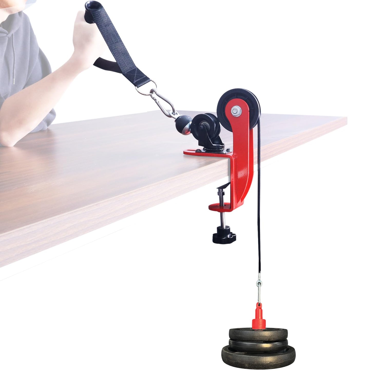 Arm Wrestling Training Pulley System Professional, Forearm Workout Table Equipment, Wrist Exerciser Cable Machine with Rope