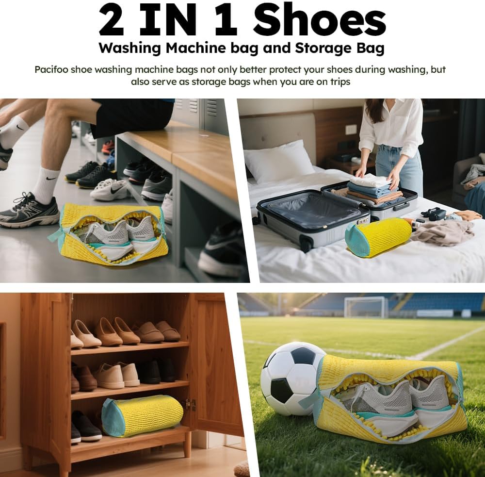 Reusable Shoe Washing Bag by [Brand Name] - Keeps Sneakers & Tennis Shoes Clean | 2 Pcs Yellow