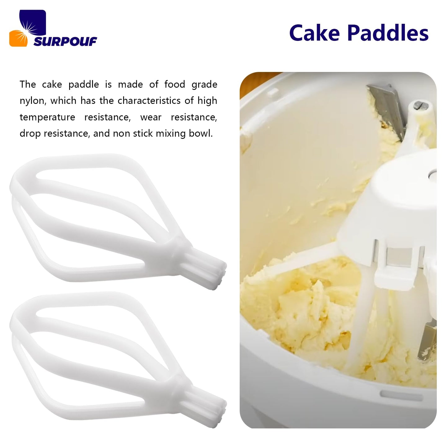 Cake Paddles for Artiste Stand Mixers Compatible with Universal Plus & NutriMill Mixers,Food Grade(2 Pack)