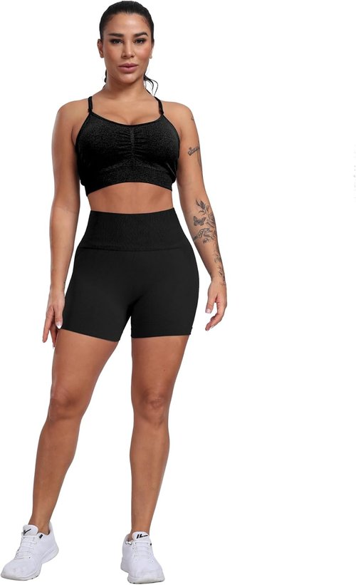 CHRLEISURE Women's High Waisted Booty Shorts - 4 Pack Seamless Workout Gym Shorts for Ultimate Comfort