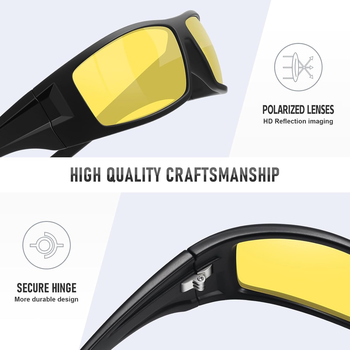 Polarized Sports Sunglasses - Unbreakable Frame for Cycling & Fishing | UV400 Protection