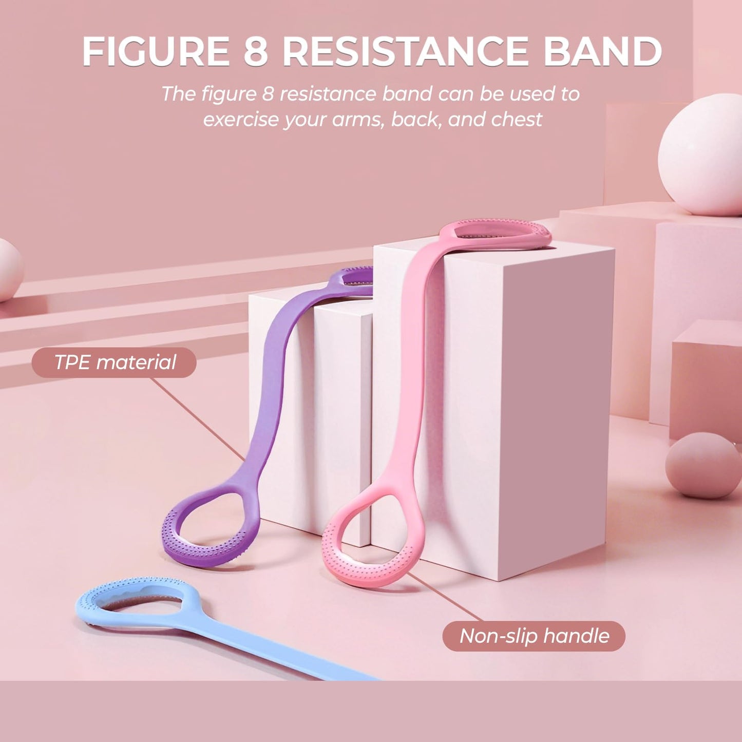 Kovixsc Resistance Band, Pilates Band,Work Out Bands for Women,Figure 8 Resistance Band, 14-Set Professional Exercise Bands for Pilates, Yoga, Home Gym, Booty, Leg Training with Workout Bands Guide