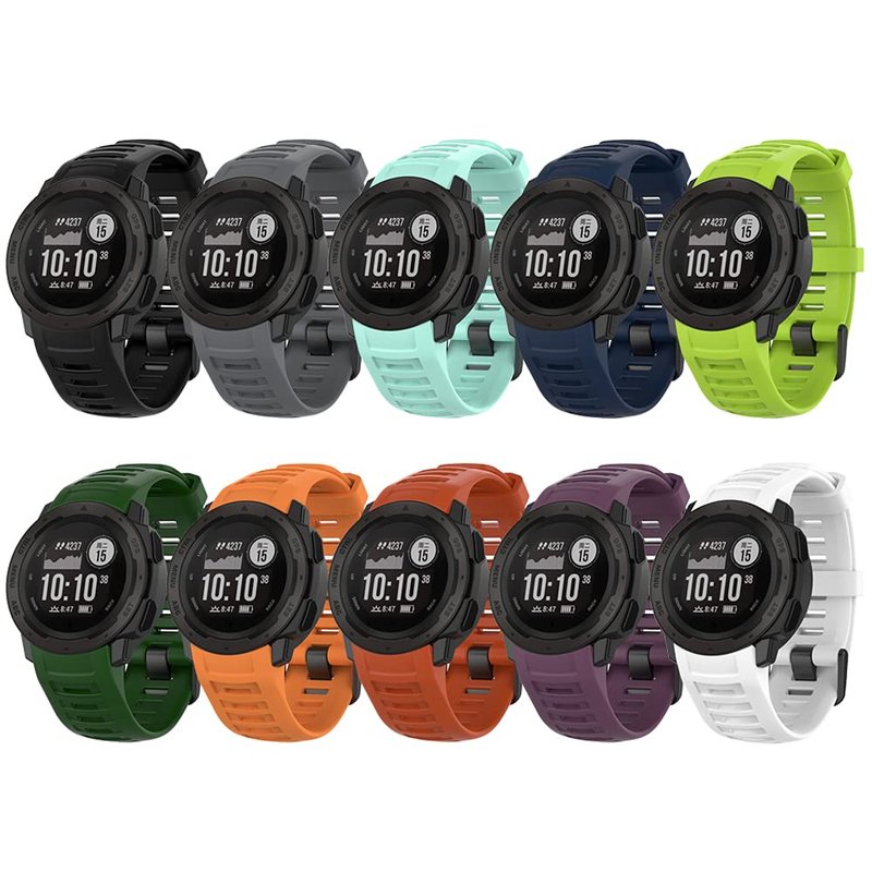 Compatible for Garmin Instinct Solar/Tactical/Esports/Tide, 22mm Width Soft Silicone Wristband Replacement Watch Band Strap for Garmin Instinct 2/2 Solar/2 Solar Tactical