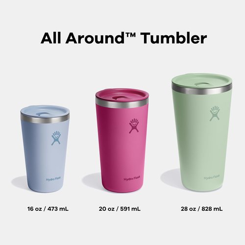 Hydro Flask All Around Tumbler - Insulated Travel Mug with Press-In Lid - 20 Oz Trillium Pink