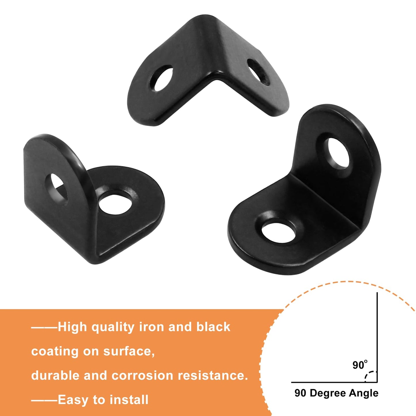 Zorveiio 40 Pcs L Bracket Corner Brace 0.63" x 0.63" Metal Corner Bracket 90 Degree Right Angle for Shelves Chair Tables Cabinet Wood Furniture whih 80 Pcs Screws, Black