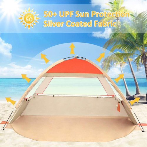Gorich Beach Tent - UPF 50+ UV Protection Sun Shelter for 3-10 People | Lightweight & Easy Setup