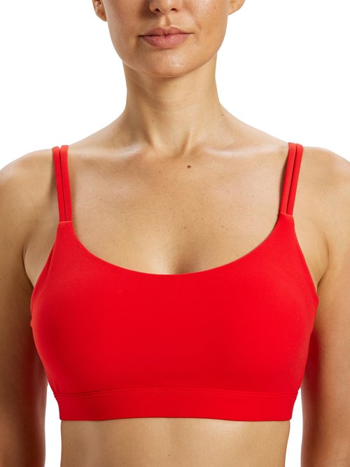 Omwilddo U-Neck Spaghetti Straps Sports Bra for Women Cloud Soft Light Support Wireless Pilates Yoga Bralette Padded Clothes Red XS