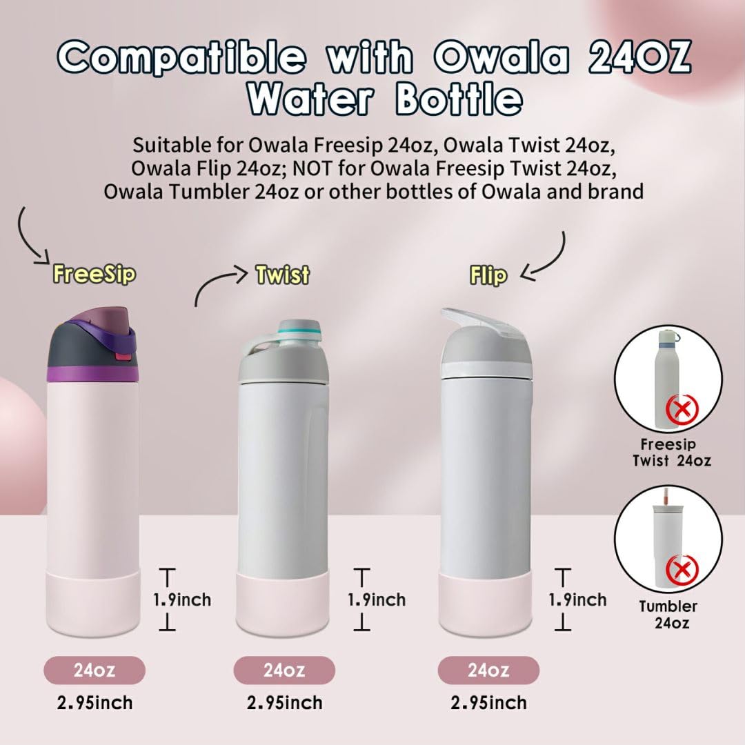 BKBY 2PCS Silicone Water Bottle Boot, Compatible with Owala 24oz 32oz 40oz, Protective Anti-Scratch & Anti-Dent No Noise Sleeve Cover for FreeSip/Twist/Flip Water Bottles (Dreamy Field, 24oz)