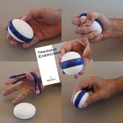 Remedic Hand & Finger Exerciser – Grip Strengthener with 2 Resistance Rings & Training Manual with 30+ Exercises – Strengthens Hand Muscles, Joints & Tendons for Rehab, Therapy & Training