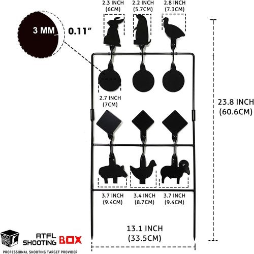 Atflbox Pellet Gun Target - Heavy Metal Animal Silhouette Spinner for .177/.20 Caliber Airguns | Outdoor Shooting