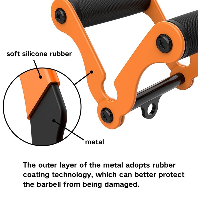 veimia V Bar T-Bar Row Landmine Handle Attachment for Barbell Bars, Solid Mine Double D Row Handle Grips with Non-Slip Rubber Grips, T-Row Attachment for Olympic Strength Training Bars,Orange