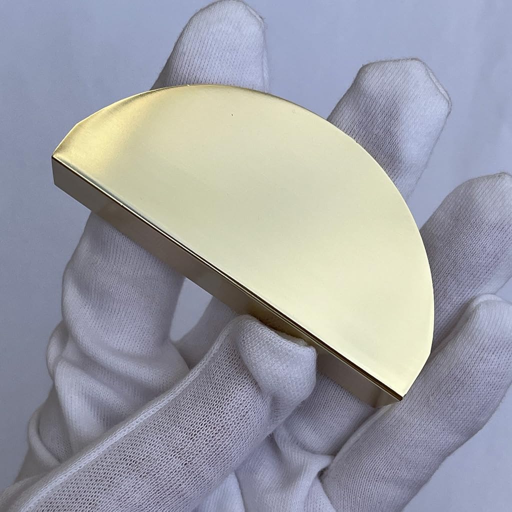 ESreake Half Moon Cabinet Pulls Handles,4 Pack 2.52" Hole Spacing Semicircle Drawer Pulls, Finger Pulls Edge Pulls Handles for Kitchen Cabinets with 3 Kinds Screws (4 Pack, Gold)