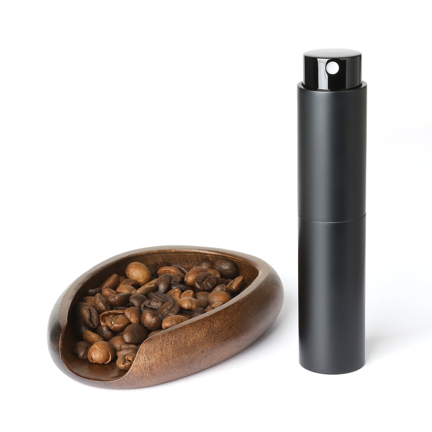 KitchenTour Organic Coffee Kit - Wooden Dosing Cup & 8ml Anti-Static Sprayer - 2-in-1 Barista Set for Espresso/Cold Brew