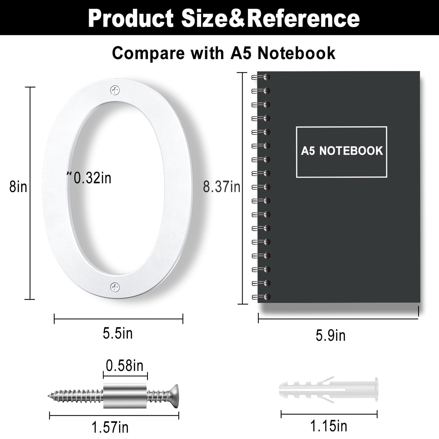IVERRA 8 Inch Large Floating House Numbers, White Modern House Number for Outside, Home Address Numbers for Outdoor Garage Gate Wall Street (0)