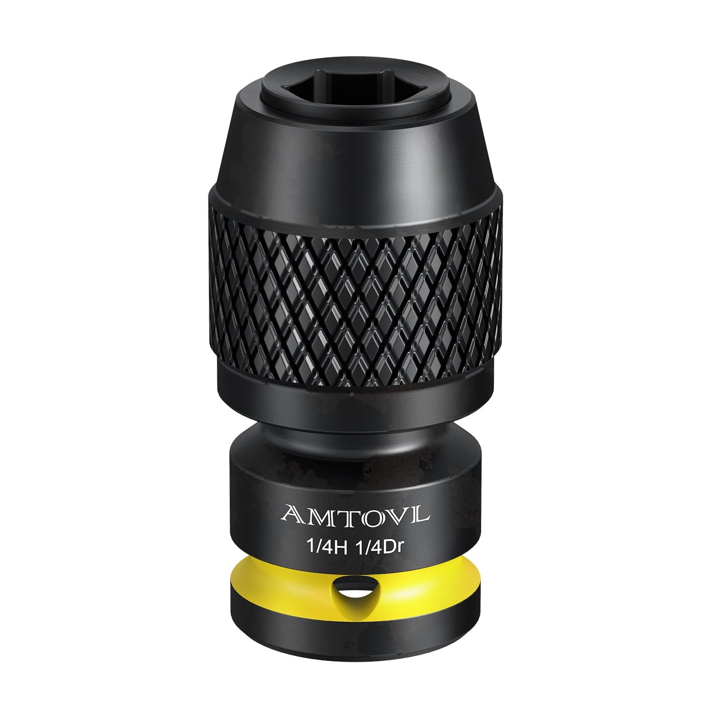 AMTOVL Impact to 1/4 Hex Converter - 1/2 INCH Drive Female to 1/4-Inch Allen Adapter, Universal Joint Quick-Change Chuck, 1/4“, 3/8” Drive to 1/4-inch (1/4-inch Drive to 1/4-inch Hex)