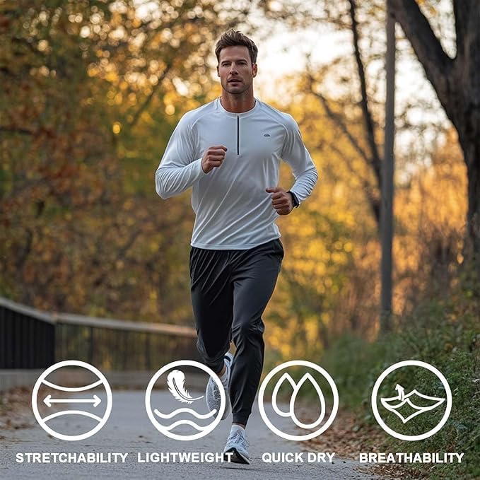 ZH 3 Pack Men's Lightweight Quick Dry Joggers with Pockets - Open Bottom Athletic Pants - Black/Grey/Army Green, Medium