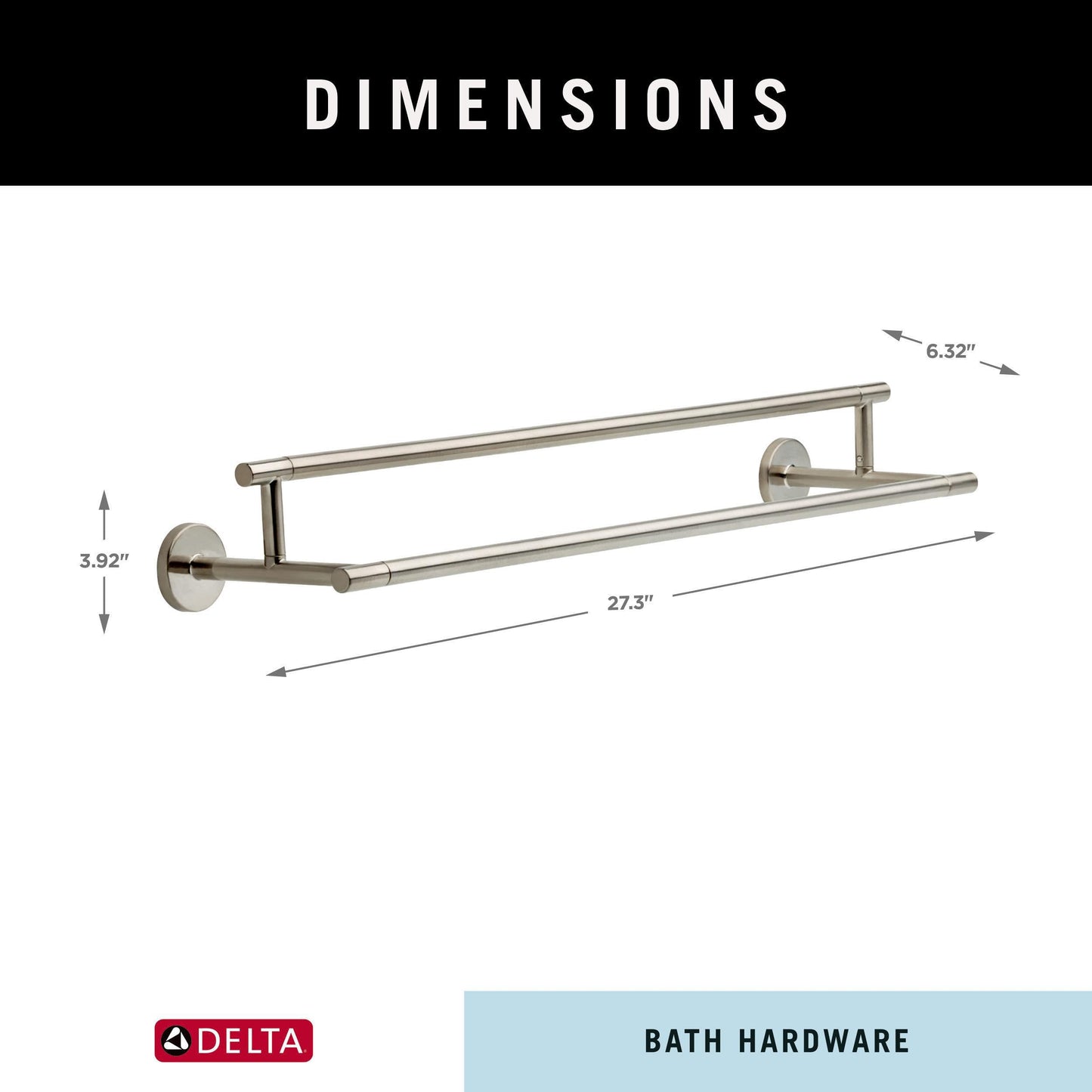 DELTA FAUCET Rubber Limited 75925-SS Trinsic 24 in. Double Wall Mount Towel Bar Bath Hardware Accessory in Stainless Steel