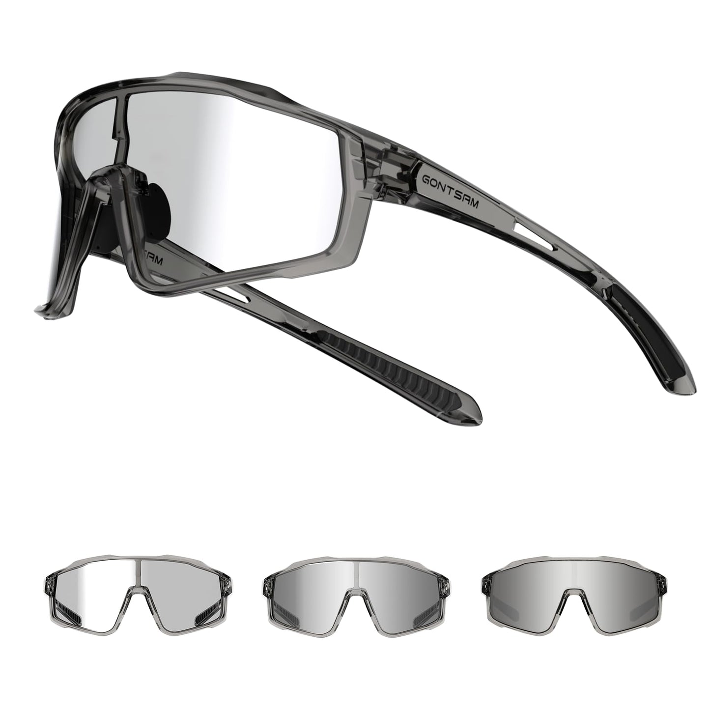 GONTSAM Polarized Cycling Glasses with Photochromic Effect, UV400 Protection, Sports Sunglasses with Winter Anti-Fog for Men & Women (Clear Gray)