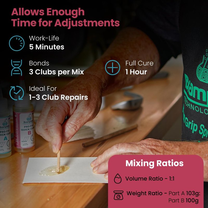 Brampton PRO-FIX Quick Cure Golf Epoxy - 1 Hour Golf Club Repair - Golf Epoxy for All Golf Shafts, Golf Heads, Drivers, Putters, and Irons - Engineered for The Golf Industry (4 oz Kit)