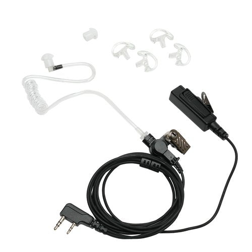 HEOPBIRD Walkie Talkie Earpiece Headset with Mic PTT for Baofeng UV-5R Kenwood Puxing Wouxun Hytera Two Way Radio 2 pin with Covert Acoustic Tube