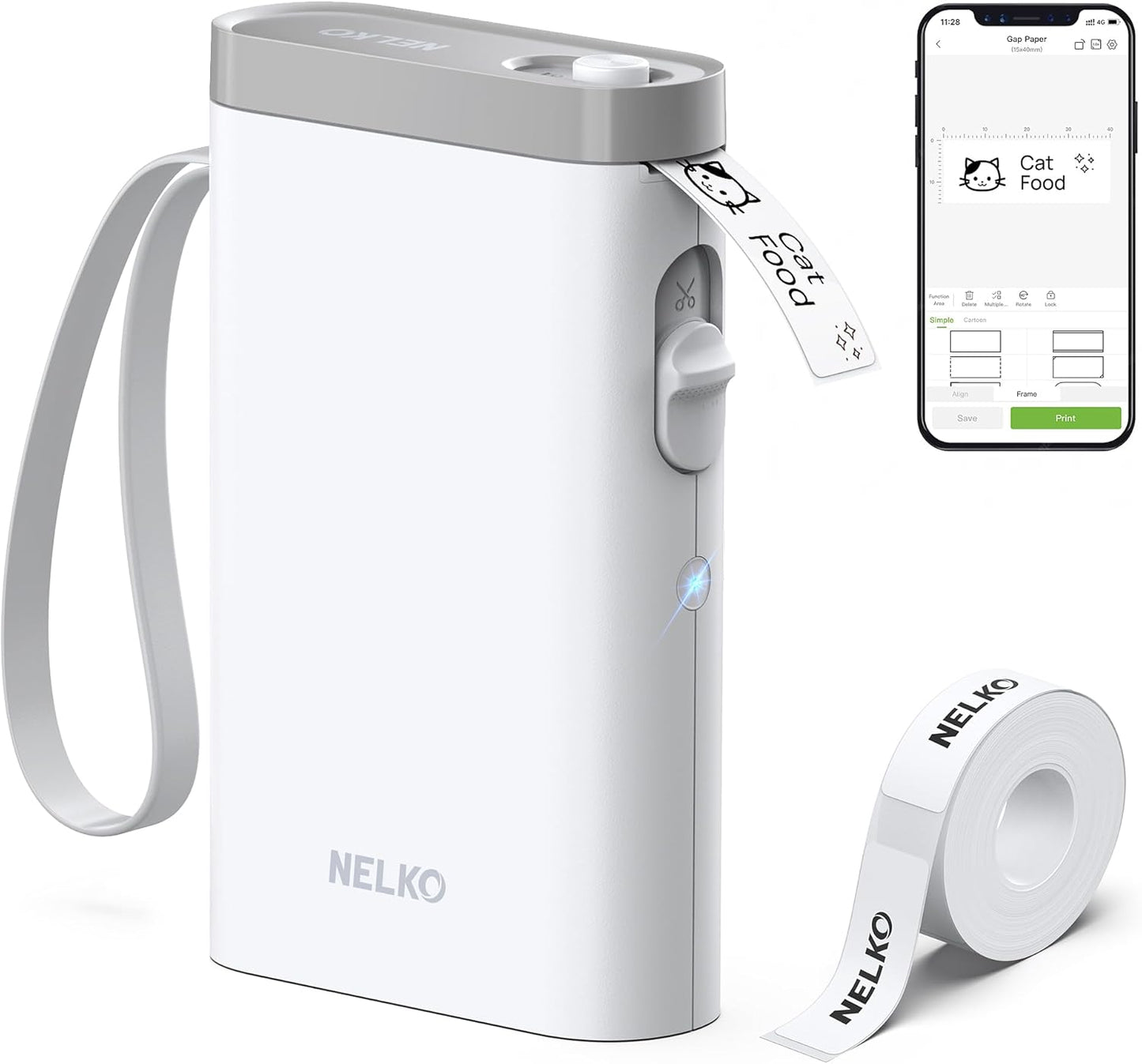 Nelko Label Maker - P21 Bluetooth Mini Printer with Multiple Templates | Wireless, Compact, White