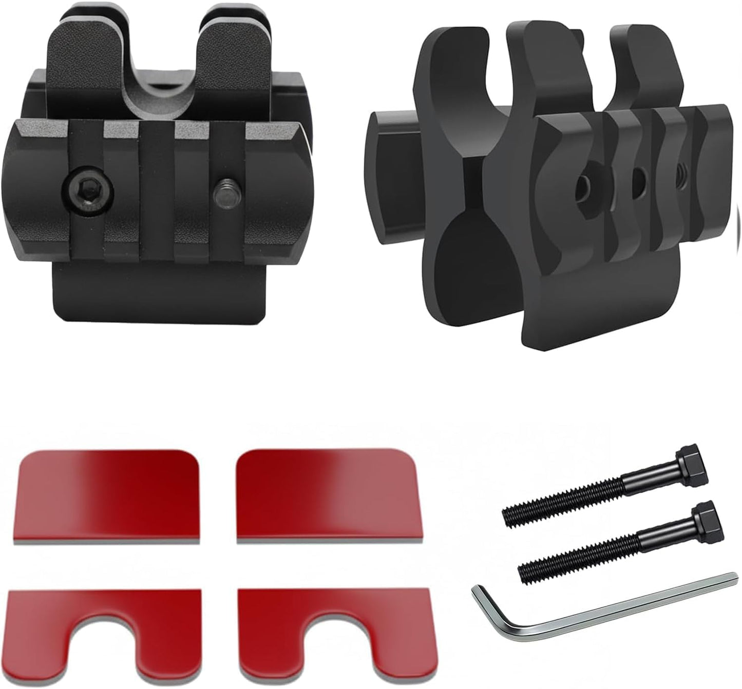 Gotical Tactical Shotgun Barrel Clamp Mount w/Built in 3-Slot Picatinny Rail Mount on Both Sides (2 PCS 4x6 mm Gasket Silicone Elastomer Included)