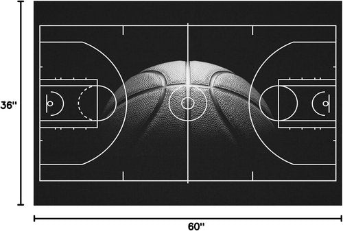 Basketball Rug - Non-Slip 3'x5' Basketball Court Design for Bedroom, Living Room & Game Room Decor