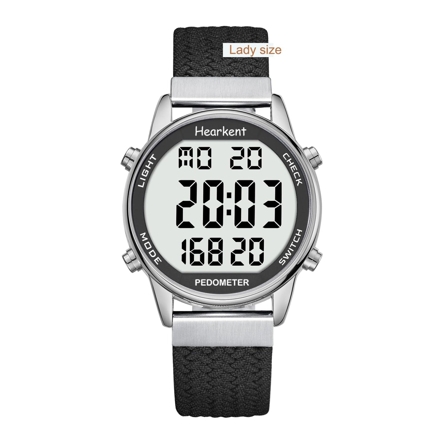 Hearkent Women Pedometer Watch-Step Tracker with Calories Counter-LCD Large Numbers-30M Waterproof-Pedometer Watch Step Counter for Walking(Black)