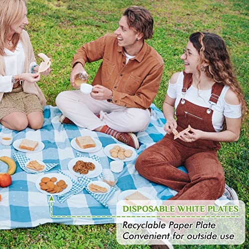 FOCUSLINE 6 Inch Disposable Paper Plates 500 Pack White Uncoated for Events & Parties