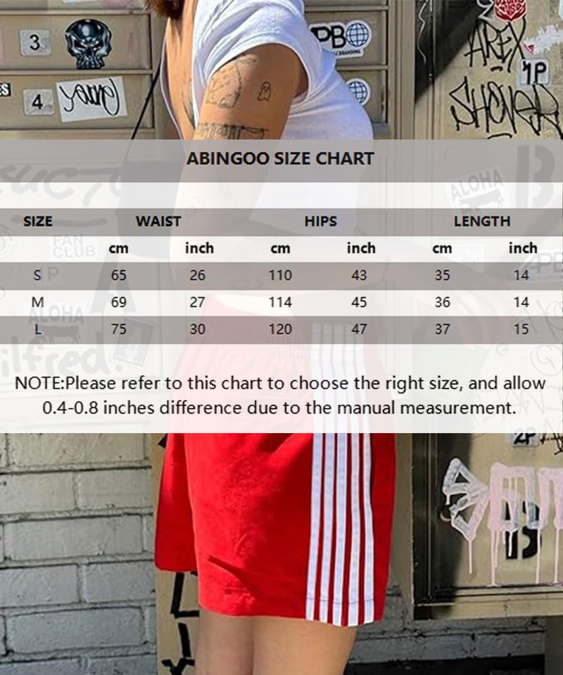 ABINGOO Women Athletic Sweat Shorts Side-Striped Y2k Summer Elastic Waist Workout Loose Wide Leg Lounge Shorts with Pockets(Red,M)