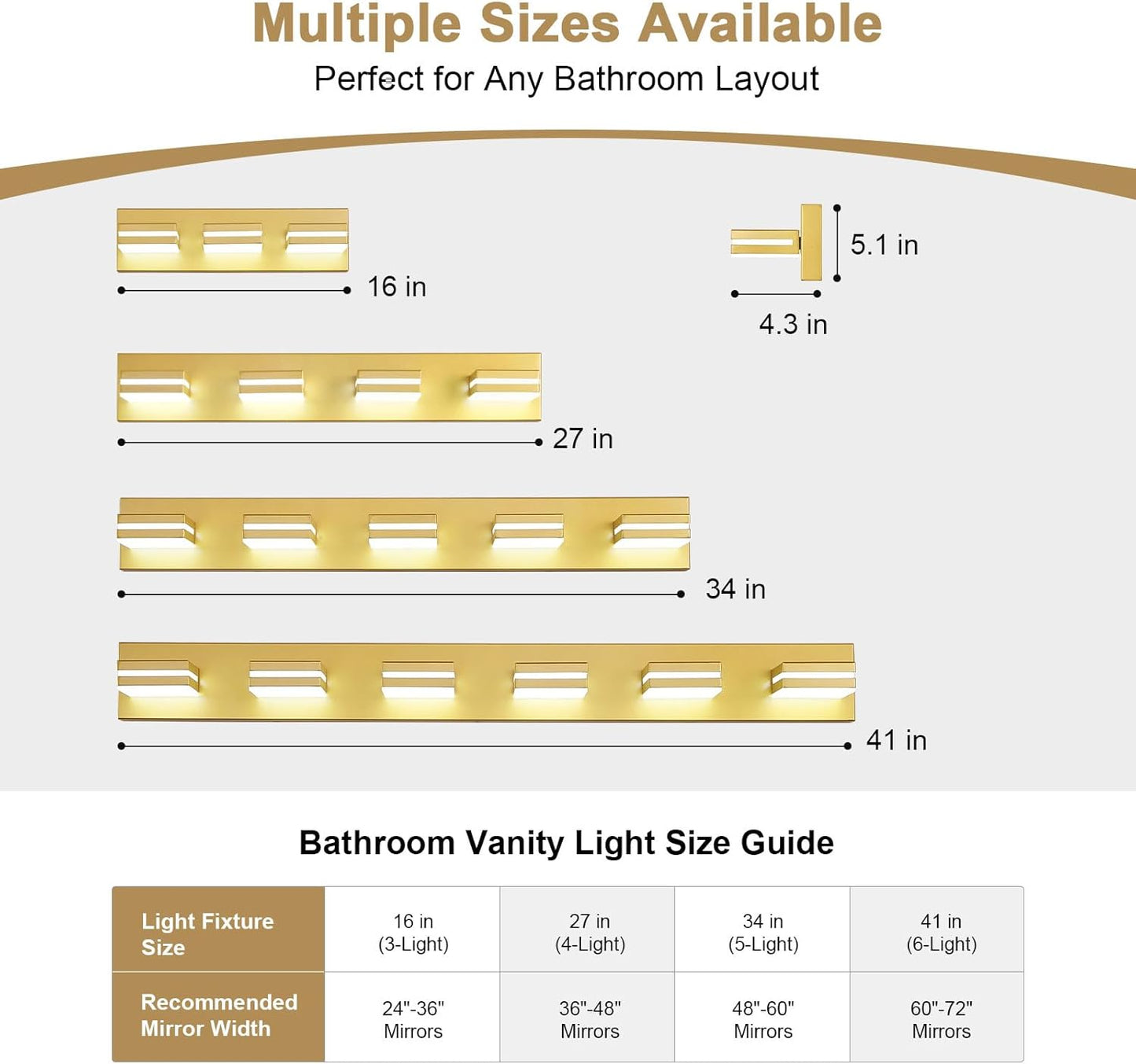 3-Light Modern LED Bathroom Vanity Light Fixture - Black Metal & Acrylic, 16-inch Over Mirror Lighting
