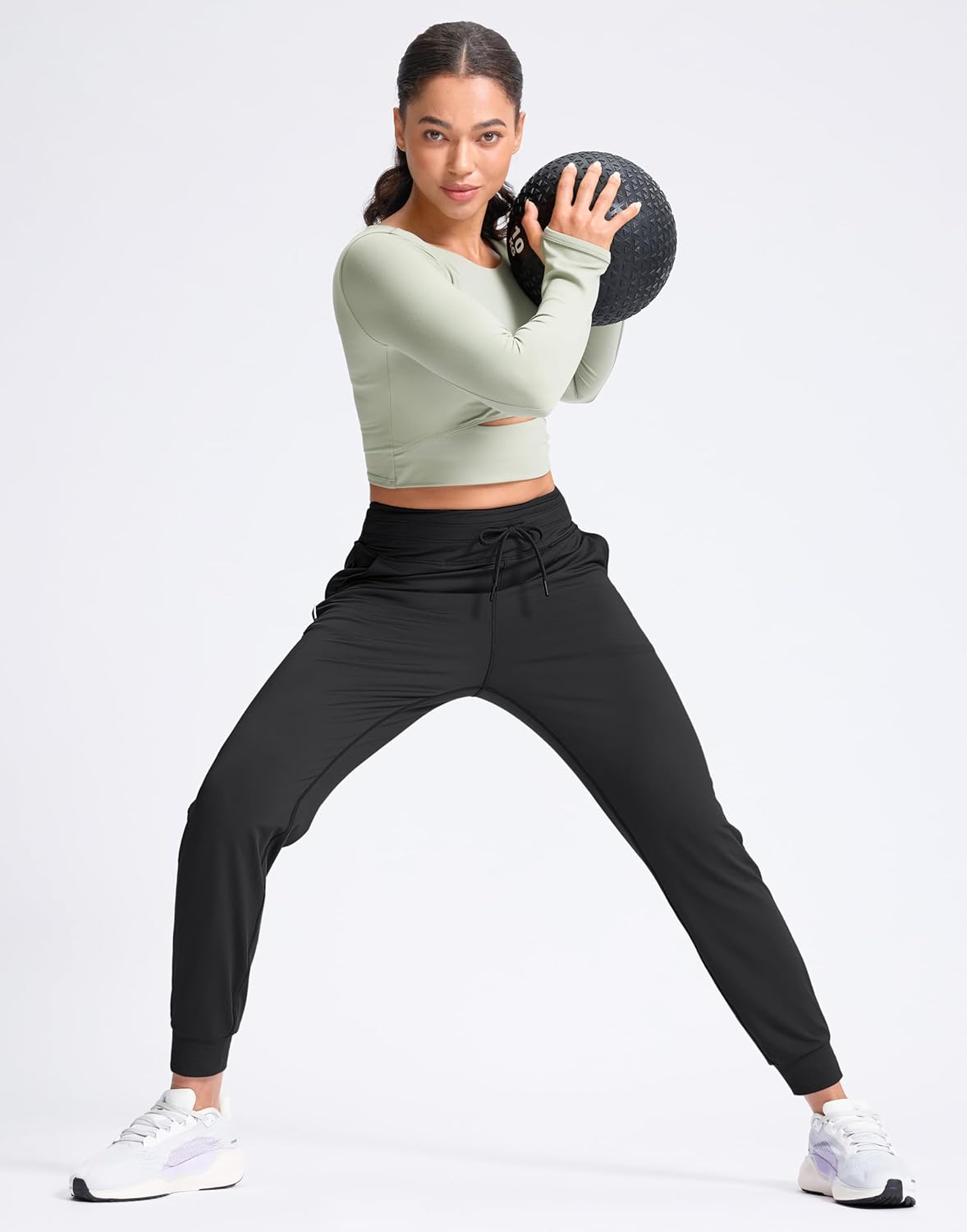 SANTINY Women's High-Waisted Joggers - Soft Stretch Sweatpants with Pockets for Athletic Workouts