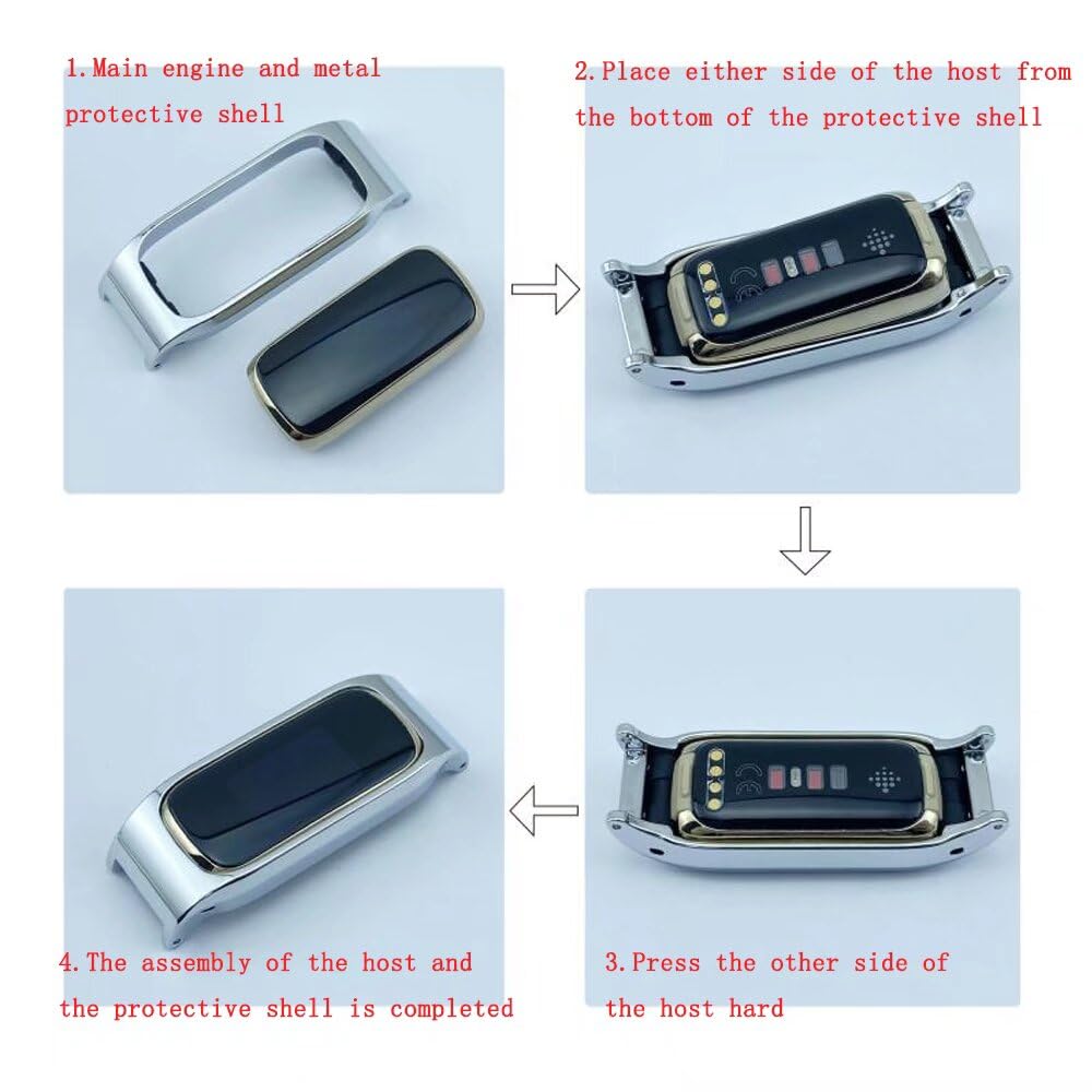 T-BLUER Compatible with Fitbit Luxe bands,Stainless Steel Metal Replacement Strap Wrist Band Compatible for Luxe Fitness Tracker,Silver Gold