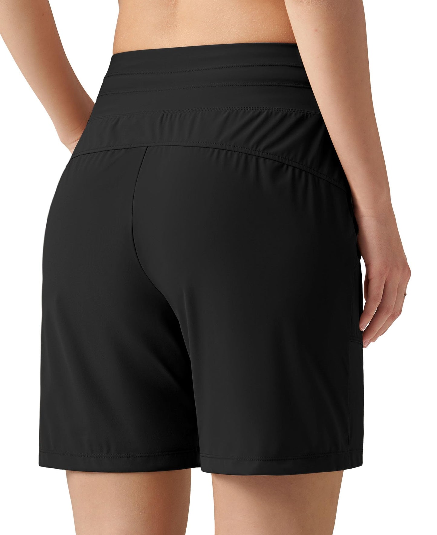 Willit Women's Shorts Hiking Athletic Shorts Quick Dry Golf Outdoor Casual 7" Shorts Lightweight UPF50+ Black L