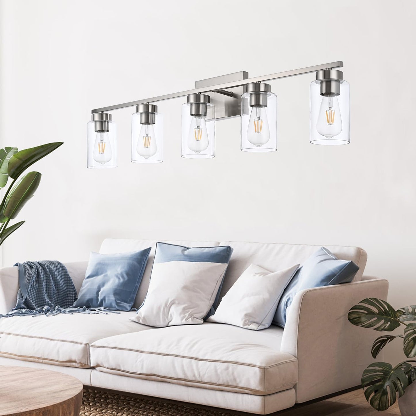 Modern 3-Light Bathroom Vanity Light in Brushed Gold with Clear Glass Shades